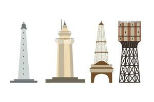 Lighthouse set. Flat illustration of lighthouse vector for web design