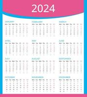 Calendar 2024 week starting Monday, Vector 2024 Calendar template to make your new year planning easy.