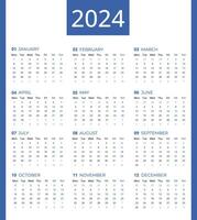 calendario para 2024, calendario 2024 semana comenzando lunes, sencillo y profesional 2024 calendario modelo a hacer tu nuevo año planificación fácil. vector