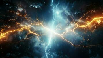 energy lightning collision powerful ai generated photo