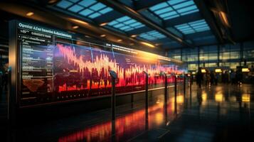 Data on screen monitor in the airport. 3d rendering photo