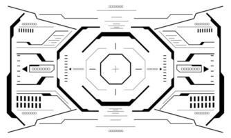 HUD sci-fi interface screen view black geometric on white design virtual reality futuristic technology creative display vector