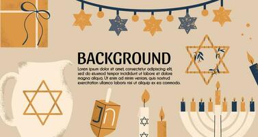 Festive background, banner for Hanukkah. Hand draw illustration vector