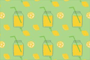 detox drink lemonade with lemon slices pattern vector