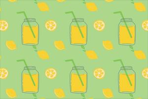 detox drink lemonade with lemon slices pattern vector