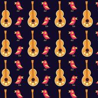 bright mexican pattern with guitar in folk style vector