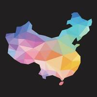 Colorful abstract vector low polygonal of China map.