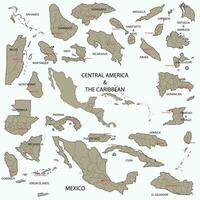 Doodle freehand drawing of Centreal America and the Caribbean countries map. vector