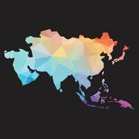 Colorful abstract vector low polygonal of Asia map.