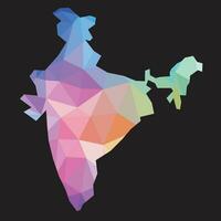 Colorful abstract vector low polygonal of India map.