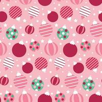 Christmas seamless pattern with balls on pink background vector