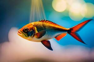 un pescado es flotante en el agua. generado por ai foto