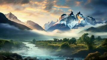 patagonia misty patagonian mornings ai generated photo