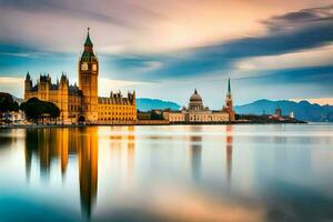 the big ben clock tower and parliament building in london. AI-Generated photo