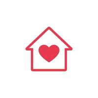 casa icono con corazón adentro. amor y cuidado en hogar símbolo. hospicio vector icono.