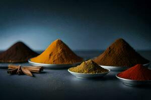 various spices and spices in bowls. AI-Generated photo