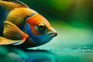 a fish with a blue and orange body. AI-Generated photo