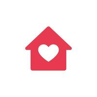 casa icono con corazón adentro. amor y cuidado en hogar símbolo. hospicio vector icono.