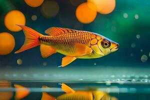 fish in the water with bokeh lights. AI-Generated photo