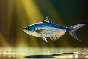 un pescado es nadando en el agua. generado por ai foto