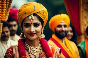 a bride in traditional indian attire. AI-Generated photo