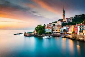 el hermosa pueblo de rovinj, Croacia. generado por ai foto