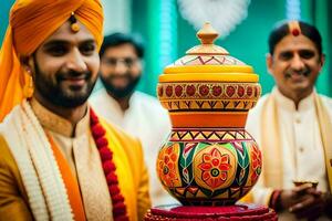 indio Boda fotografía en Londres. generado por ai foto