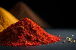 a pile of red and yellow spices. AI-Generated photo