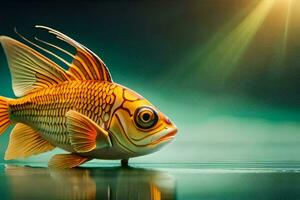 a fish with a bright orange body and long fins. AI-Generated photo