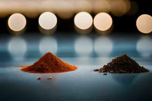 two different spices on a table. AI-Generated photo