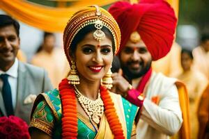 a beautiful indian bride in traditional attire. AI-Generated photo