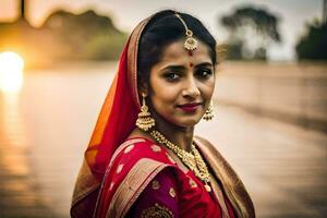 an indian bride in traditional attire. AI-Generated photo