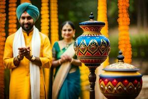 indio Boda en jaipur. generado por ai foto