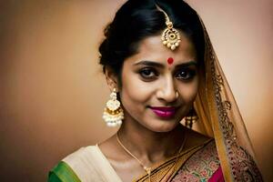 a beautiful indian woman in traditional attire. AI-Generated photo