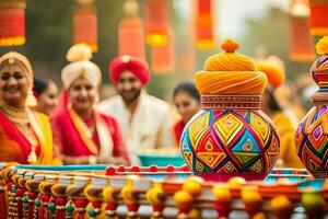 indio Boda decoraciones en India. generado por ai foto