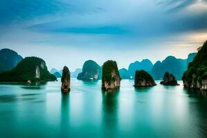 the ha long bay in vietnam. AI-Generated photo