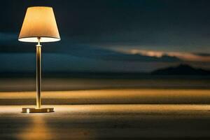 a lamp on the beach at night. AI-Generated photo