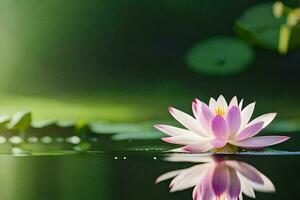 a pink lotus flower floating in the water. AI-Generated photo