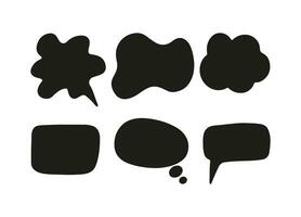 Speech, thought, speaking hand drawn text bubbles set. Talk clouds sketching. Doodle balloon shape. Drawn with a brush-pen in sketch style. Blank empty black speech bubble. Clouds. Stickers for tasks vector