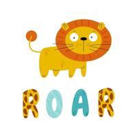 Cute lion for kids jungle collection vector