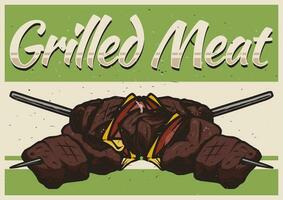 grilled meat poster for print vector