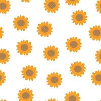 Seamless sunflower pattern for fabric prints, textiles, gift wrapping paper. colorful vector for children, flat style