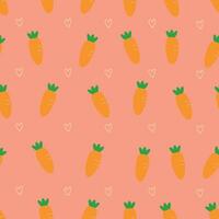 Seamless carrot pattern for fabric prints, textiles, gift wrapping paper. colorful vector for children, flat style