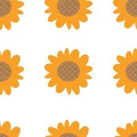 Seamless sunflower pattern for fabric prints, textiles, gift wrapping paper. colorful vector for children, flat style