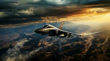 Fighter jet fighter in the sky. photo