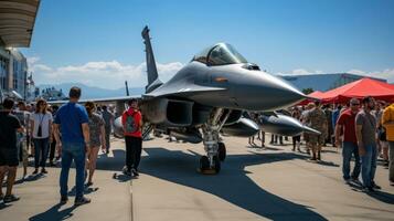 espectáculo aéreo. militar chorro en exhibición. foto