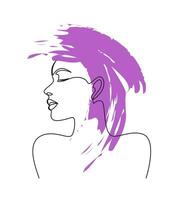 Portrait of a woman in a minimalist style. Linear portrait, brushstroke. Vector outline illustration