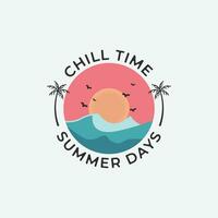 Summer beach logo vector illustration design, summer beach icon simple design.