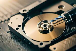 a hard disk is being removed from a computer. AI-Generated photo