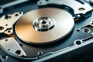 a hard disk is shown in the center of a computer. AI-Generated photo